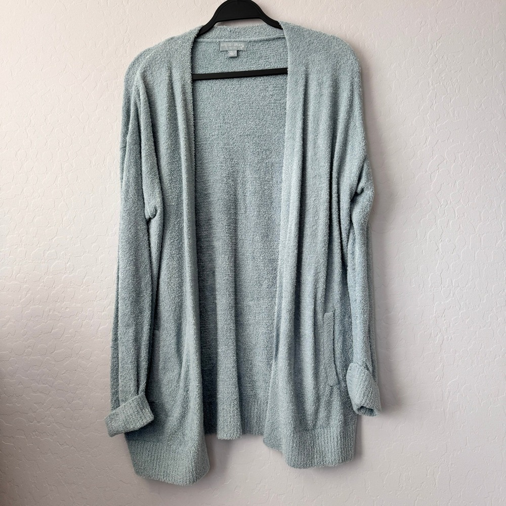Barefoot Dreams Large Cardigan Blue Long Sleeve CozyChic Lite Open Front Pockets